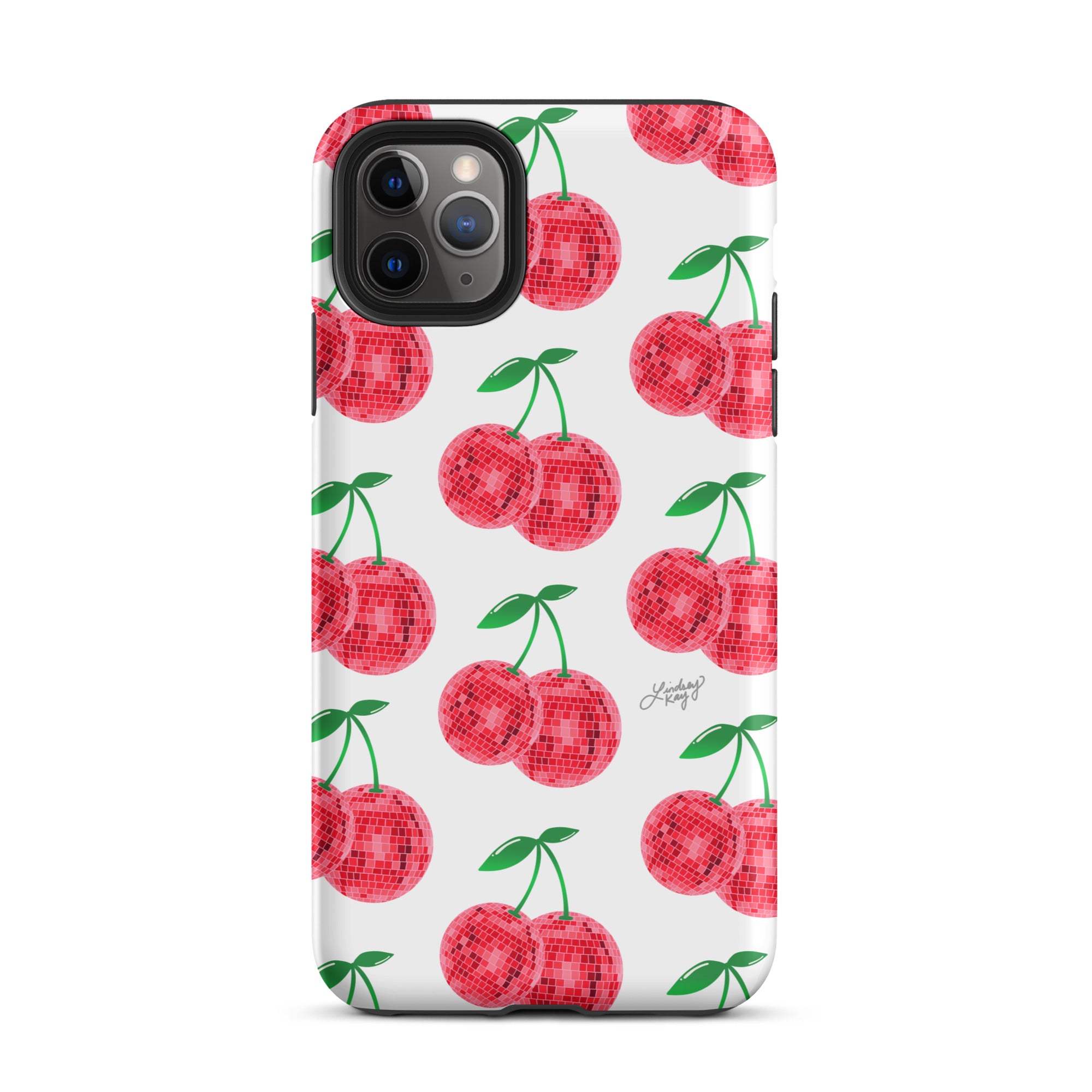 Patrón de cerezas disco rojas - Funda resistente para iPhone®